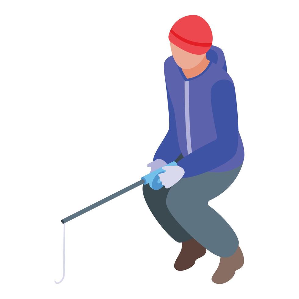 Hole ice fishing icon isometric vector. Winter lake vector