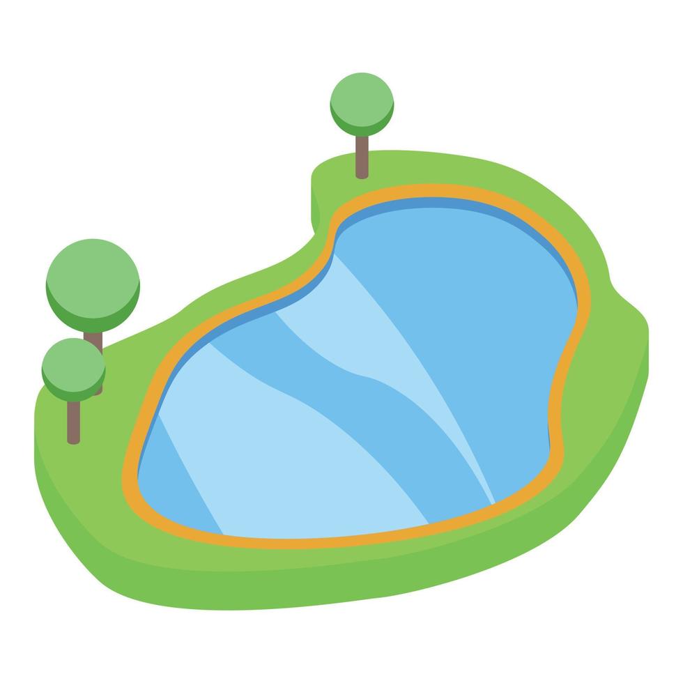 Park lake icon isometric vector. Underwater jump vector