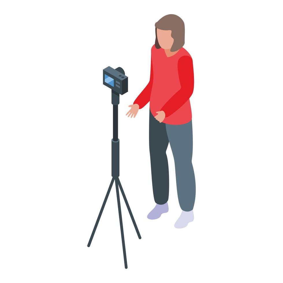 Camera vlogger icon isometric vector. Live stream vector