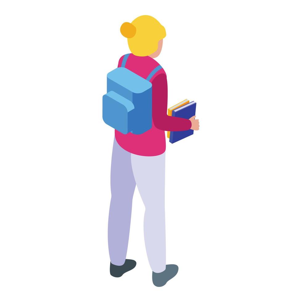 Girl learning icon isometric vector. School student vector