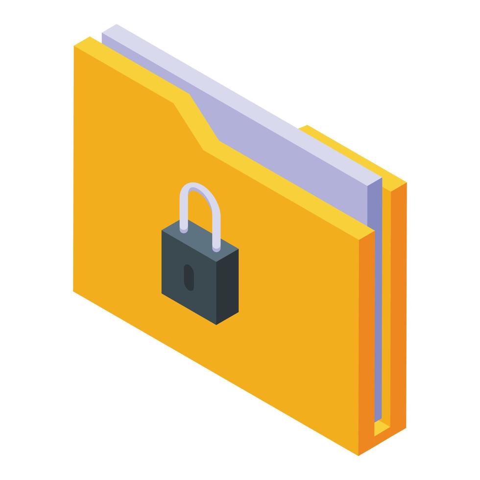 Lock copyright folder icon isometric vector. Law protection vector