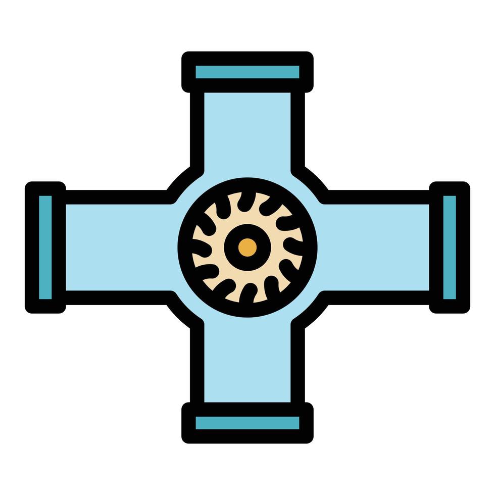 Builder cross pipe icon color outline vector