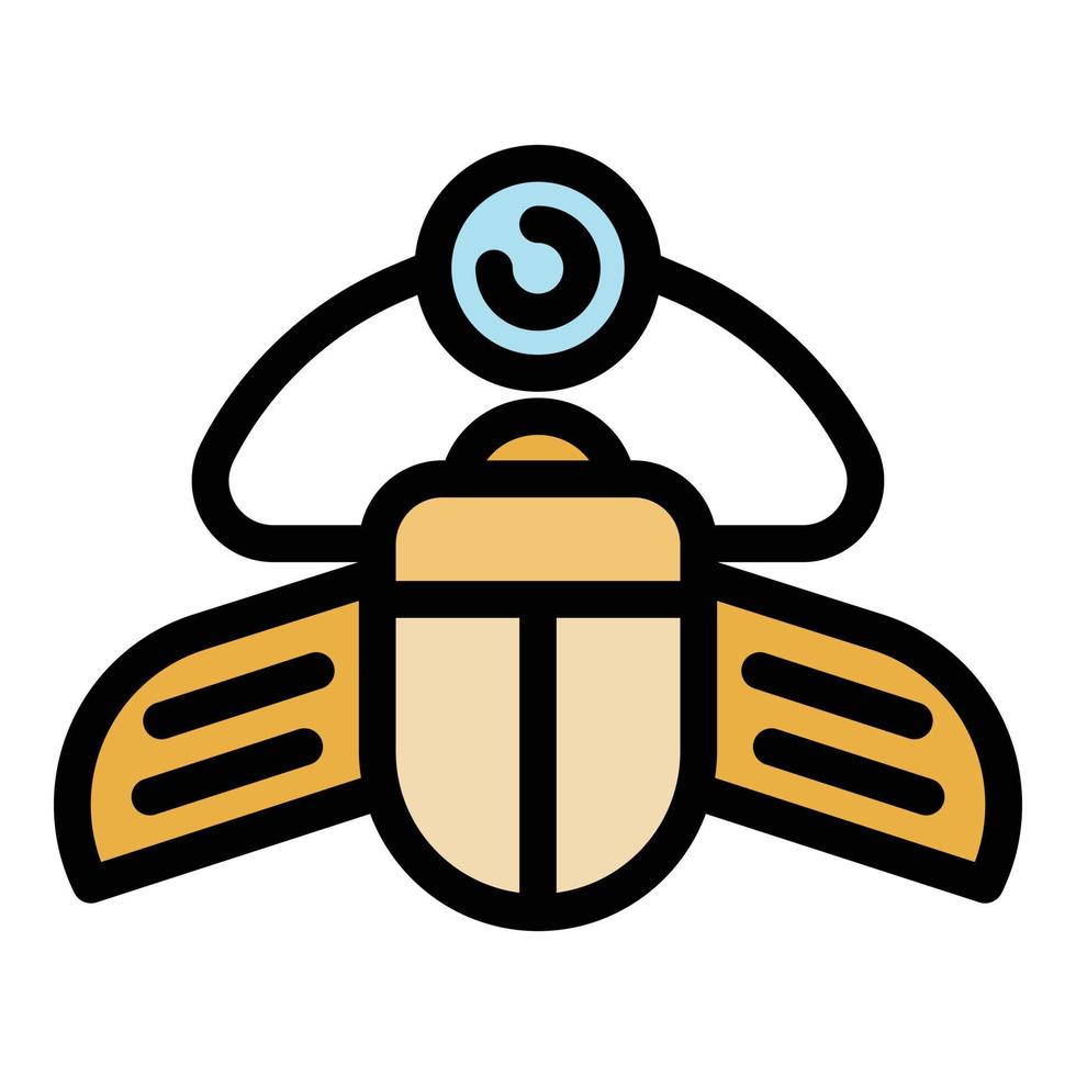 Ancient scarab beetle icon color outline vector