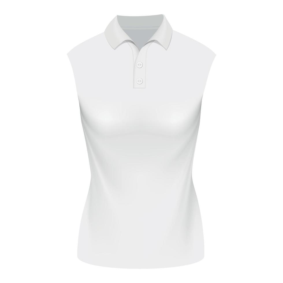 White sleeveless polo tshirt mockup vector