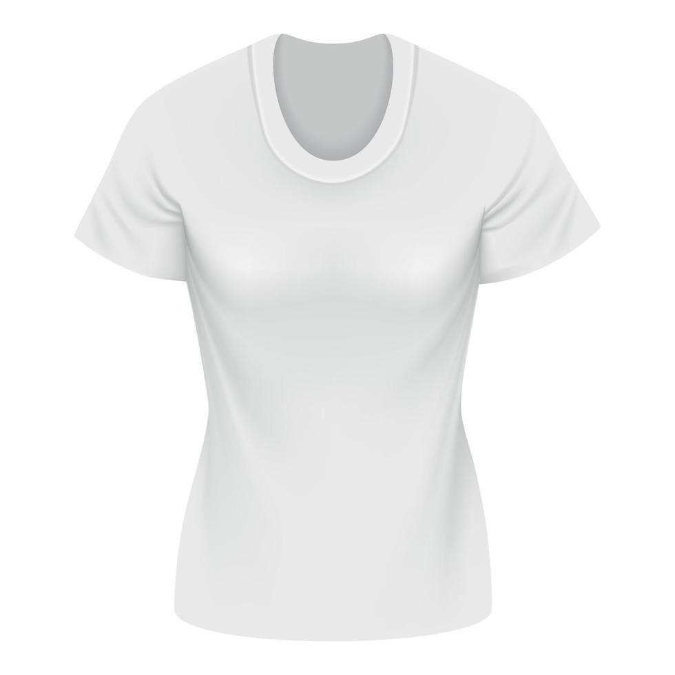 parte posterior de la maqueta de camiseta de cuello redondo de mujer blanca vector