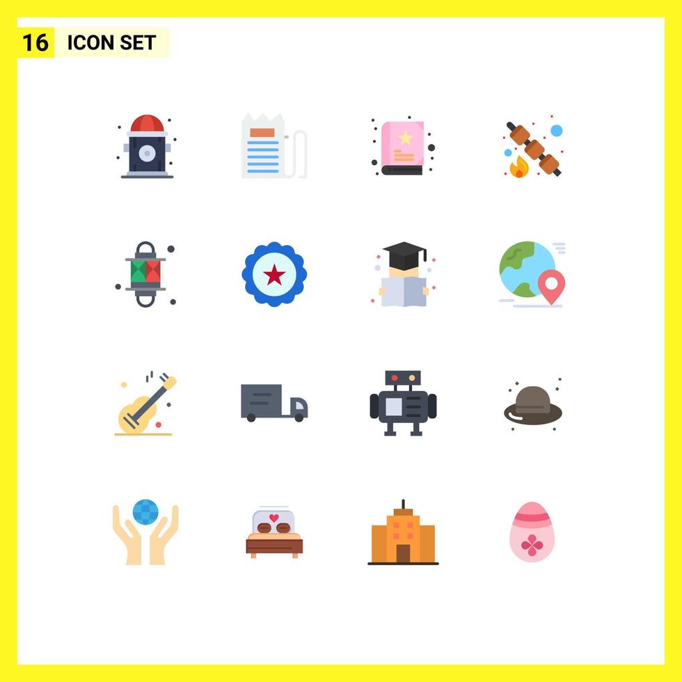 Modern Set of 16 Flat Colors and symbols such as ramadan lantern baby sweet picnic Editable Pack of Creative Vector Design Elements
