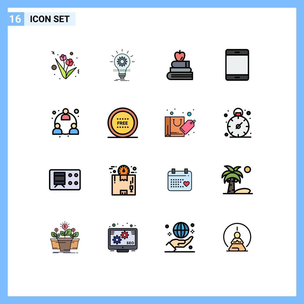 Group of 16 Flat Color Filled Lines Signs and Symbols for business hardware apple gadget computers Editable Creative Vector Design Elements