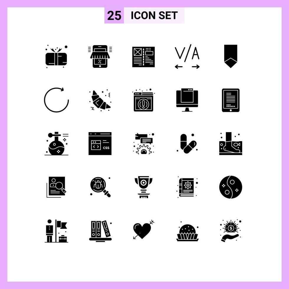 Set of 25 Modern UI Icons Symbols Signs for achievement kerning marketplace layout design Editable Vector Design Elements