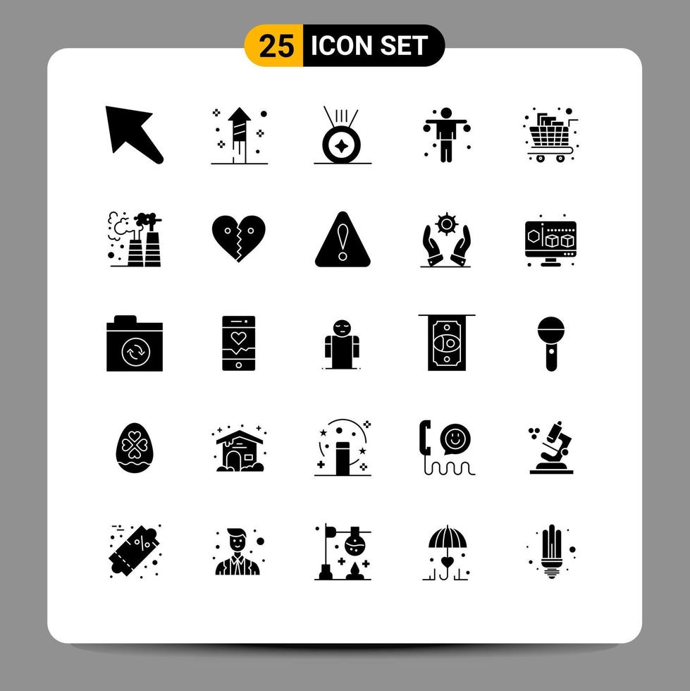 25 Creative Icons Modern Signs and Symbols of factory shopping dumbbell groceries cart Editable Vector Design Elements