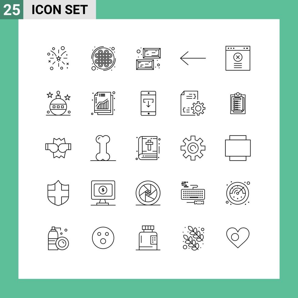 25 Universal Line Signs Symbols of christmas blocked gold block arrow Editable Vector Design Elements