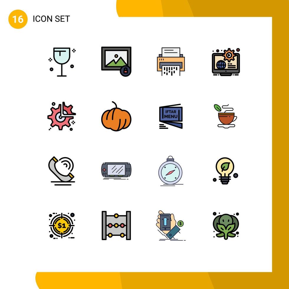 Mobile Interface Flat Color Filled Line Set of 16 Pictograms of education business data globe information Editable Creative Vector Design Elements
