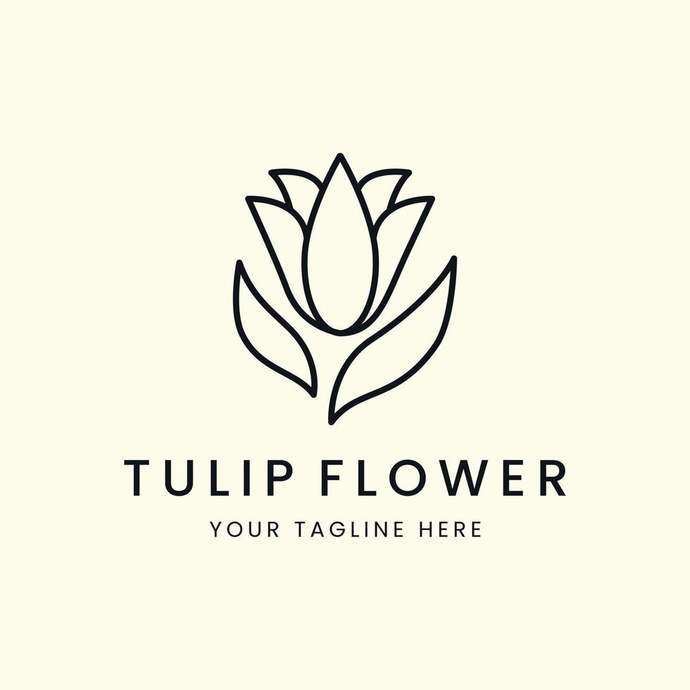 tulip flower line art style logo vector template illustration design