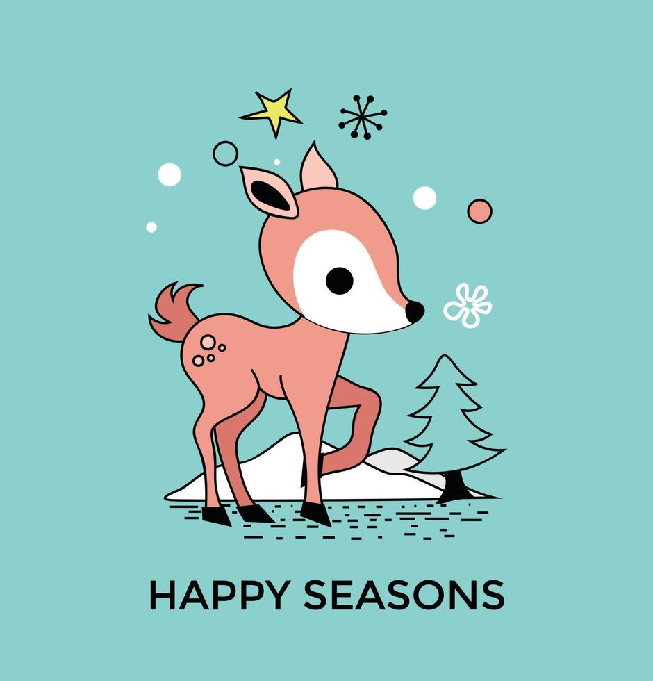 Trendy Christmas deer vector