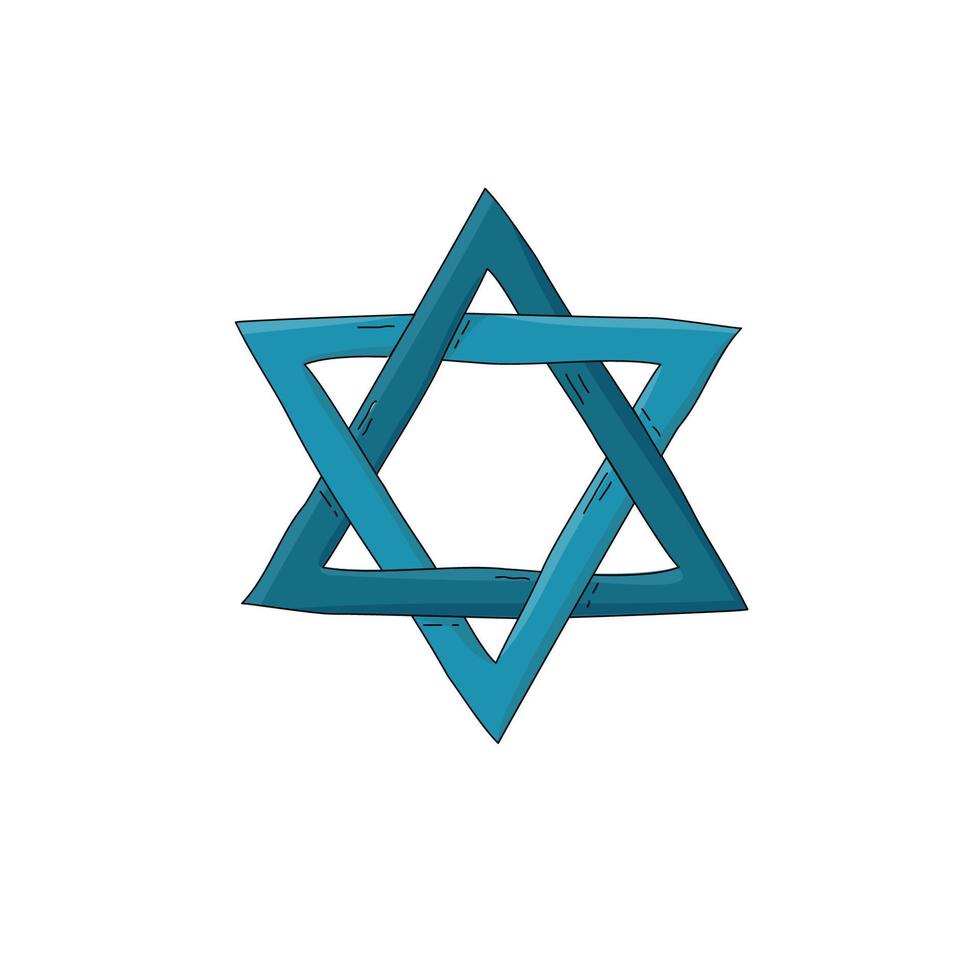 Hand drawn style Star of David Jewish religious symbol. Vector illustration in the flat style