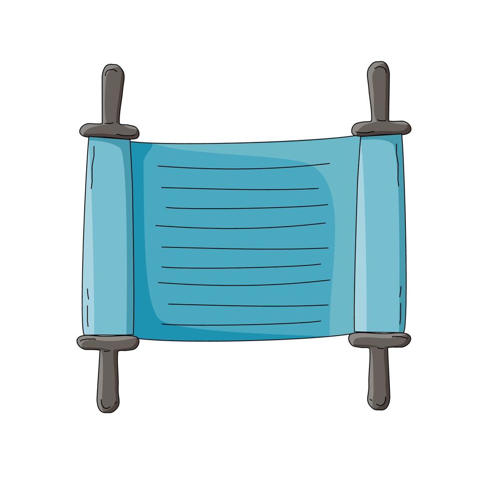 The Torah scroll icon is isolated on a white background. Vector doodle illustration