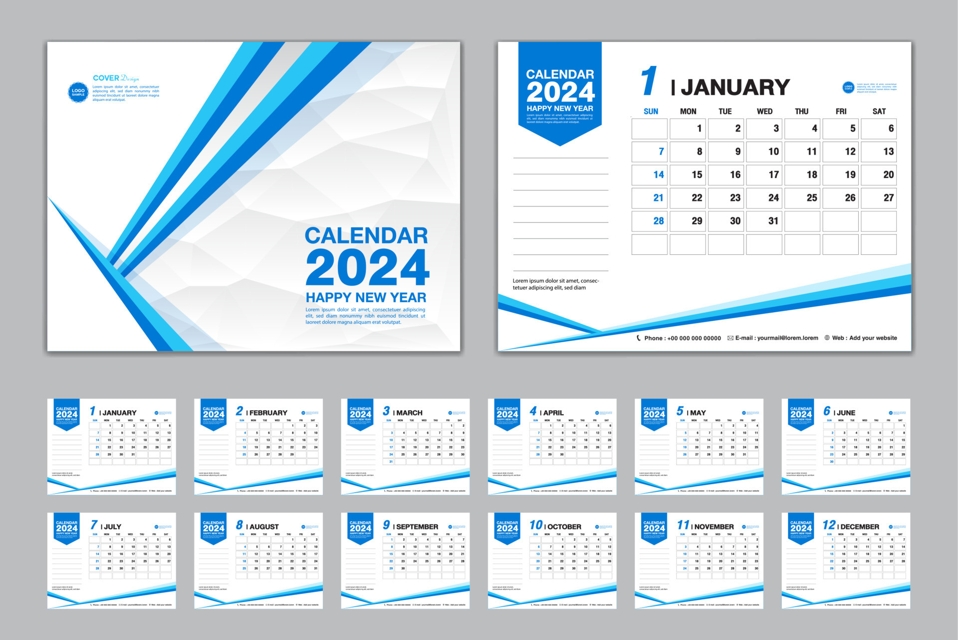 2024 calendar template vector, simple minimal design, 2024 planner, 2024  wall calendar, Week starts on sunday. Advertising, printing, stationery,  organizational office 22603601 Vector Art at Vecteezy