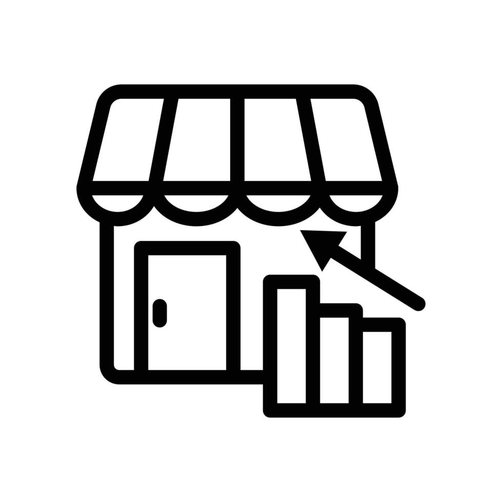 Store line icon illustration with chart. suitable for visitor report icon. icon related to e-commerce. Simple vector design editable. Pixel perfect at 32 x 32