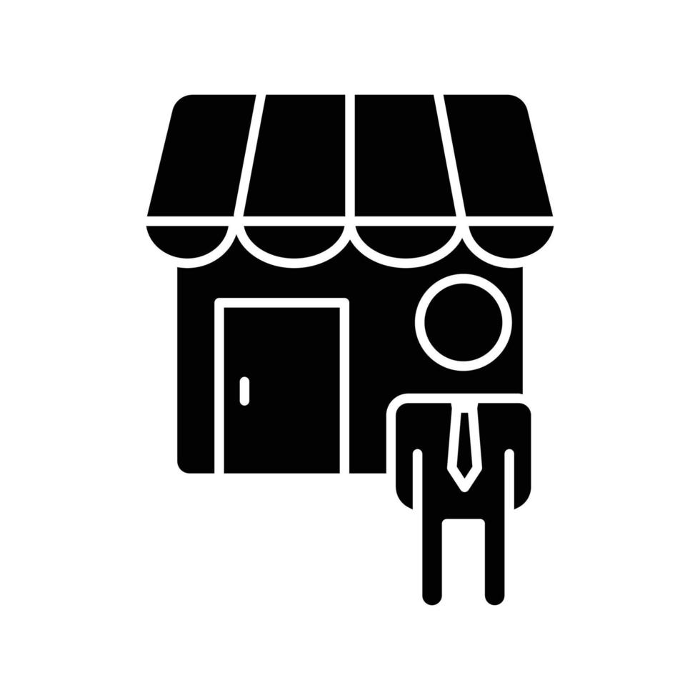 almacenar ilustración de icono con personas. estilo de icono de glifo. adecuado para el icono de la tienda. icono relacionado con el comercio electrónico. diseño vectorial simple editable. píxel perfecto a 32 x 32 vector