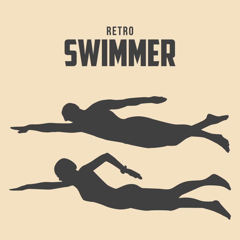 nadador silueta negro vector ilustración