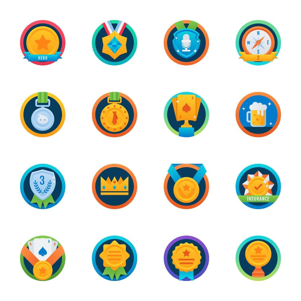 Pack of Success Flat Icons vector