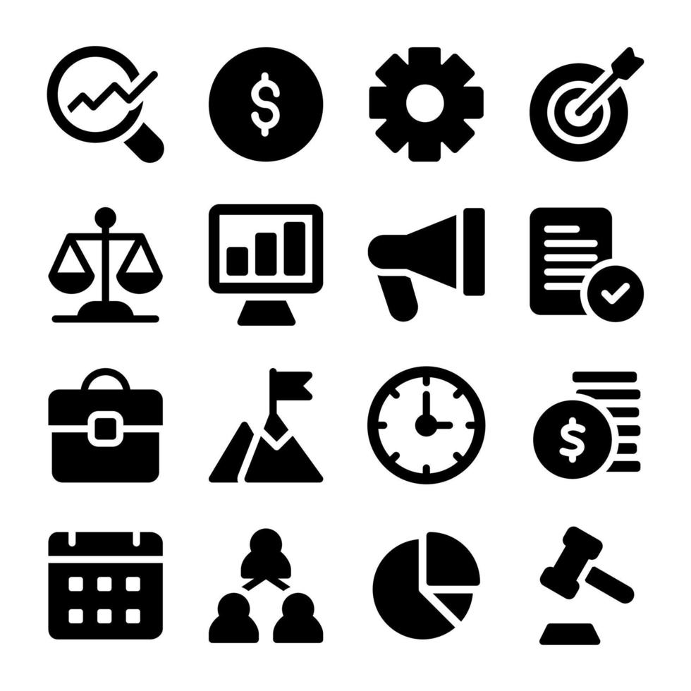 paquete de iconos de glifos de negocios vector