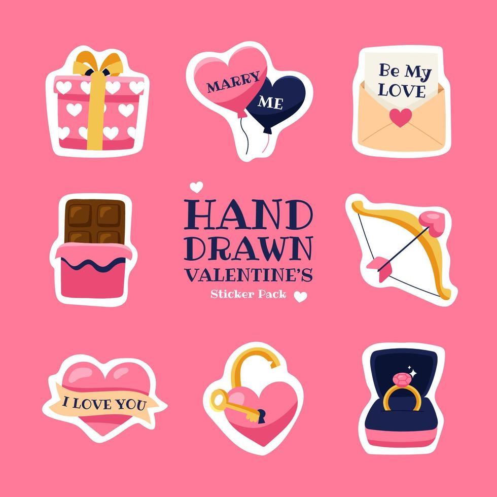 Valentine Day Stickers Set vector