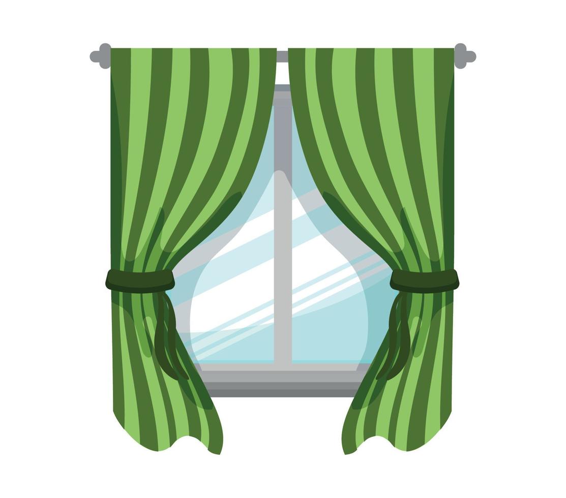Vector illustration of window with curtain