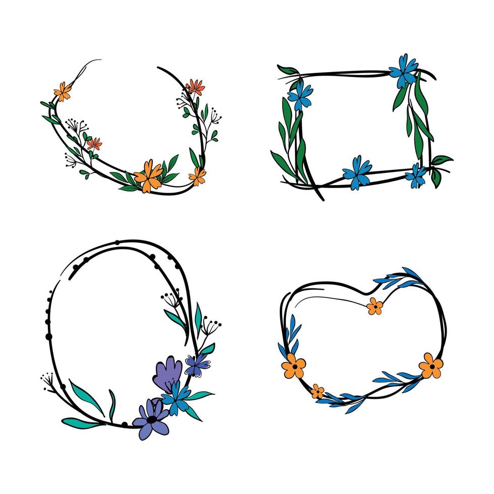 Set of Frames with Flowers vector