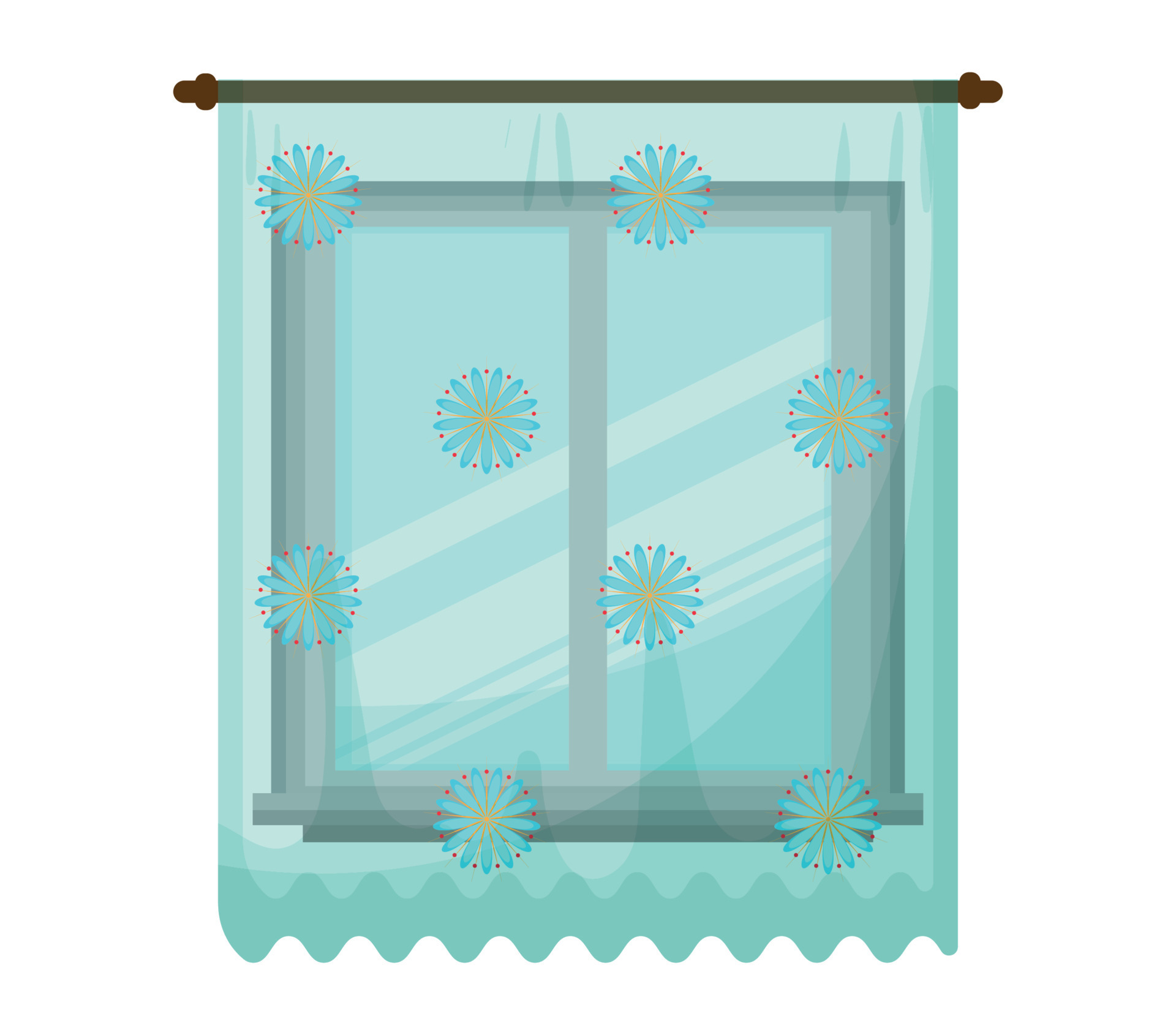 Vector illustration of window with curtain 15006453 Vector Art at Vecteezy