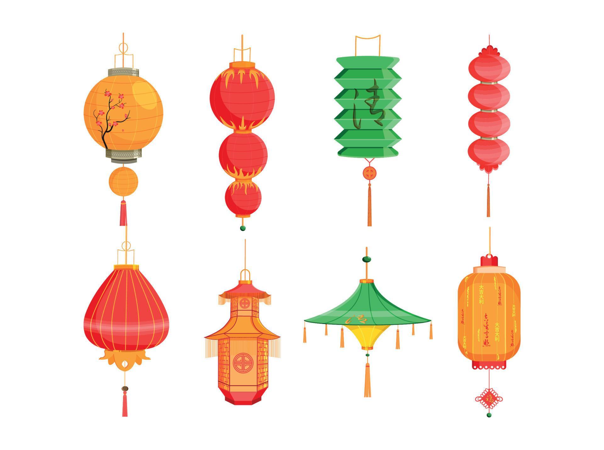 Set of chinese lanterns 15006526 Vector Art at Vecteezy