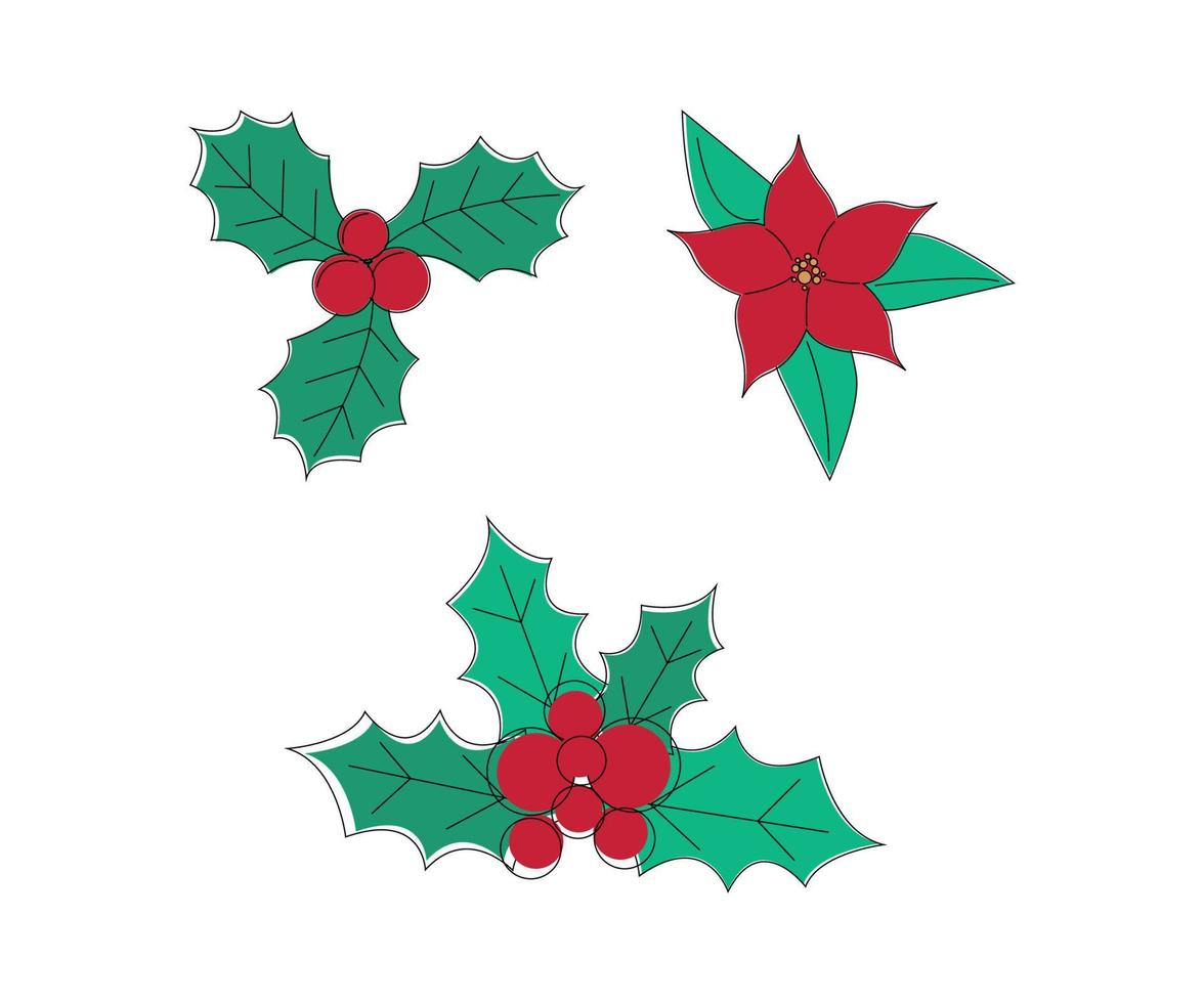 Set of Christmas mistletoe vector