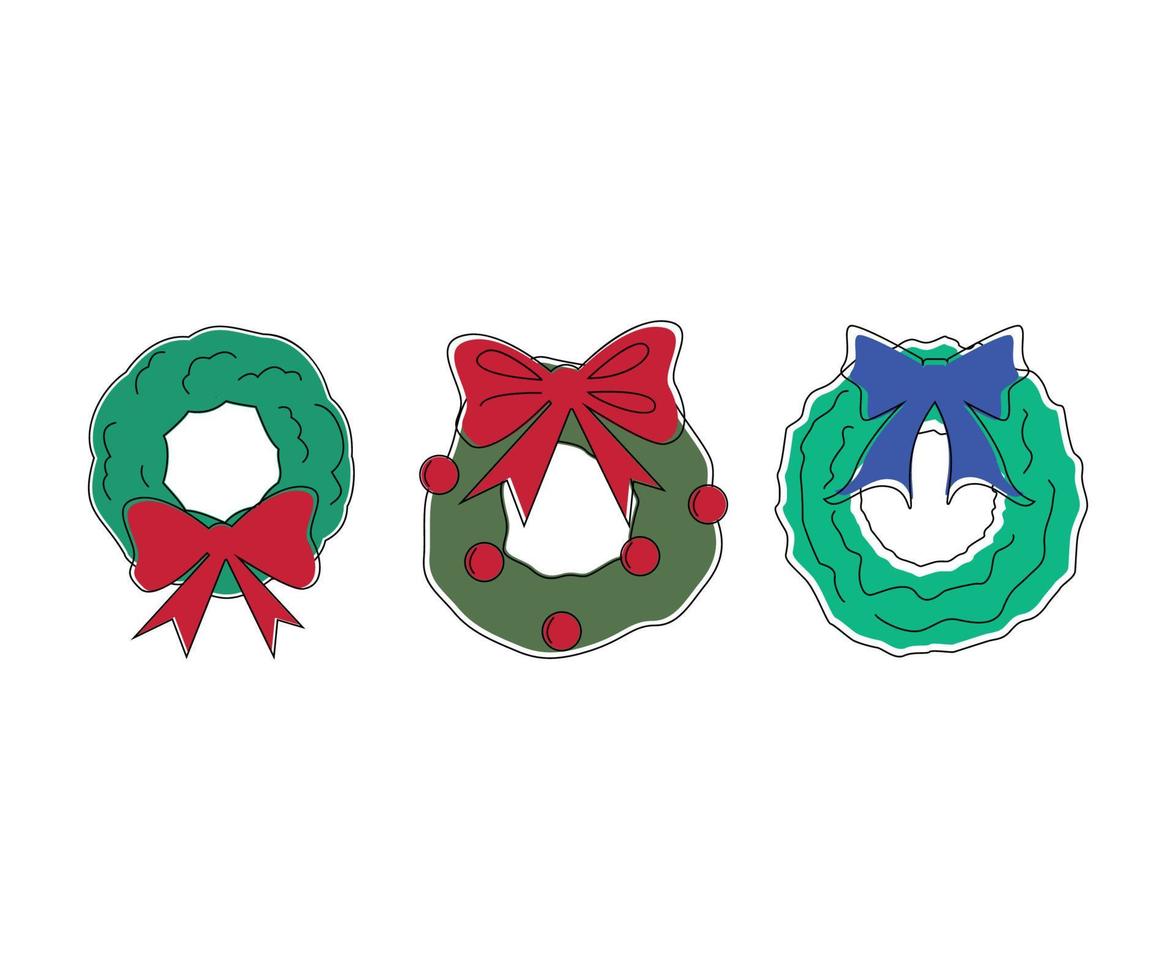 Set of Christmas wreath vector