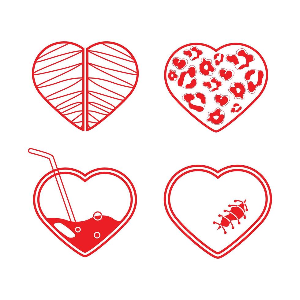 Set of Fancy Red Hearts vector