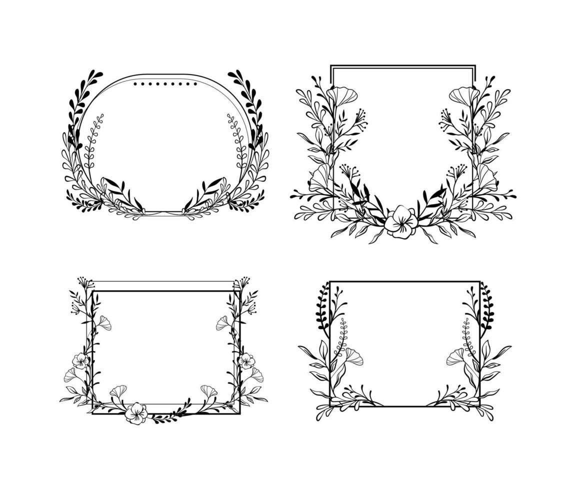 Collection Vector illustration of Floral Frames