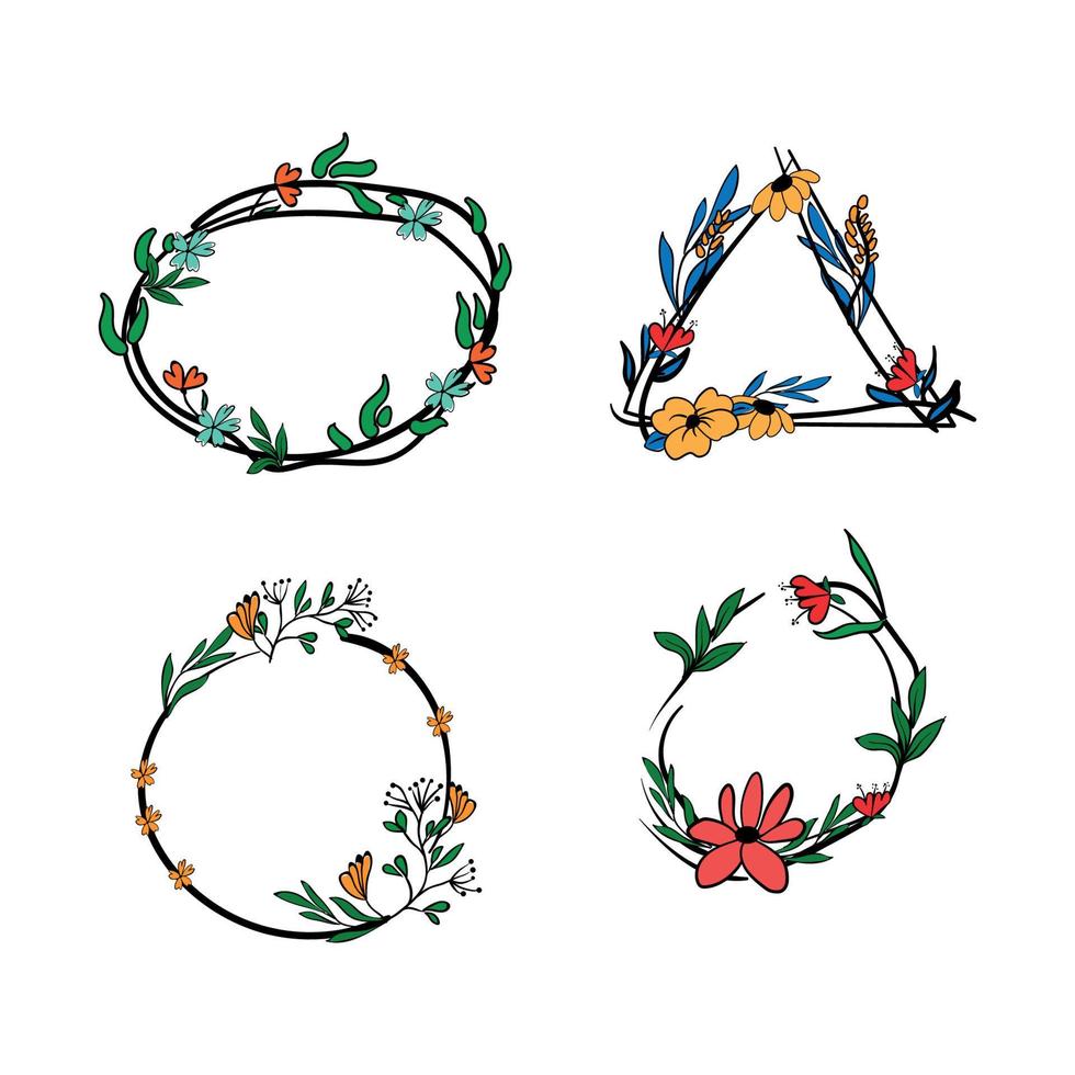 Set of Frames with Flowers vector