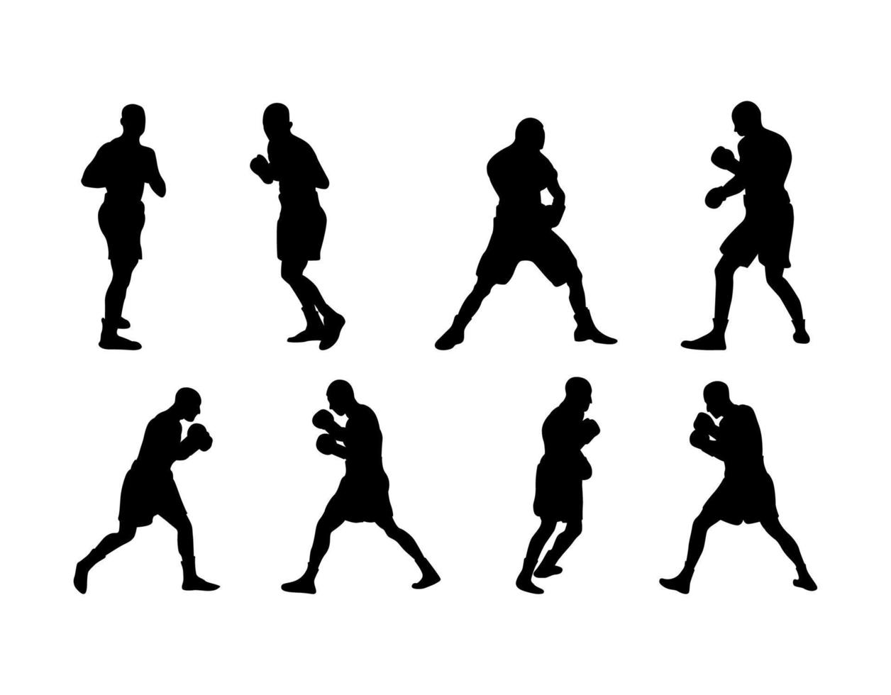 Boxers Silhouettes Set vector