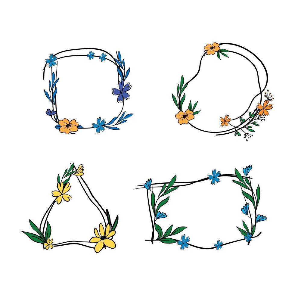 Set of Frames with Flowers vector