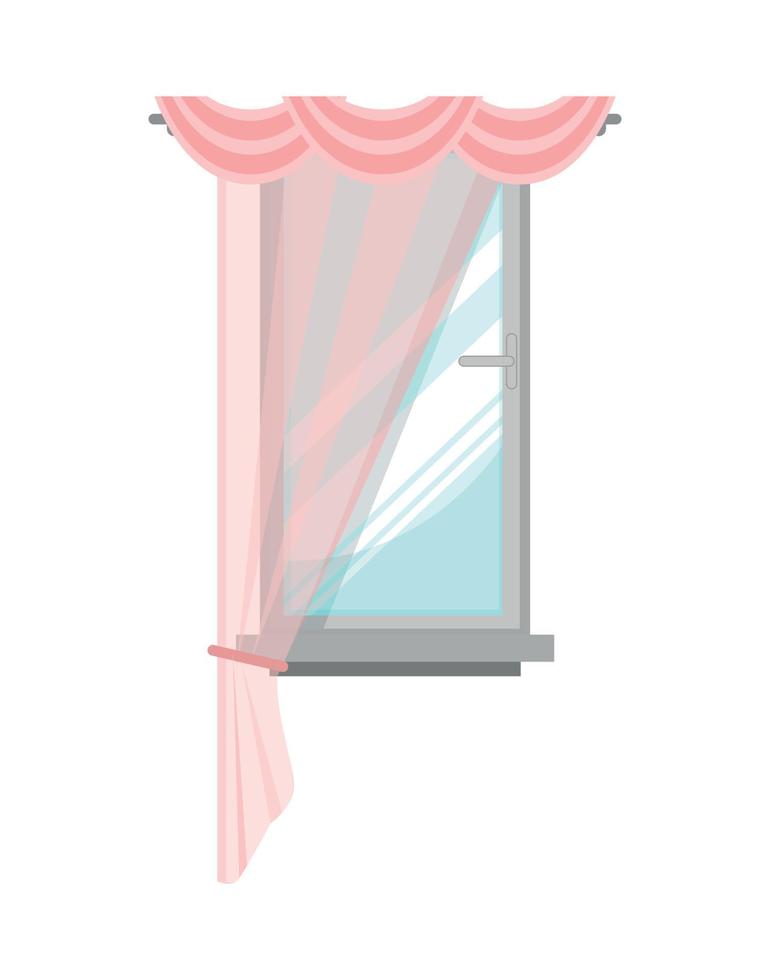 Vector illustration of window with curtain 15006977 Vector Art at Vecteezy