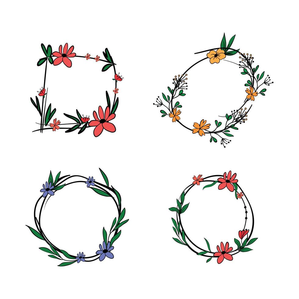 Set of Frames with Flowers vector