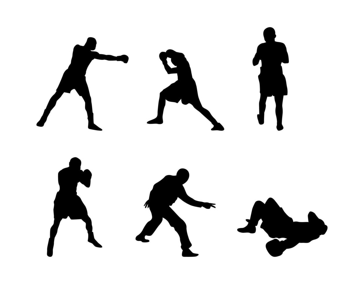Boxers Silhouettes Set vector