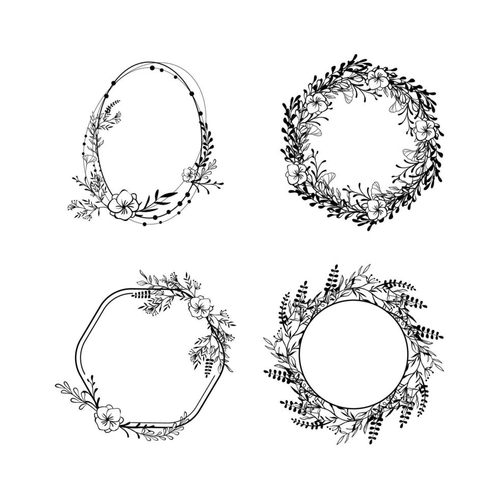 Collection Vector illustration of Floral Frames