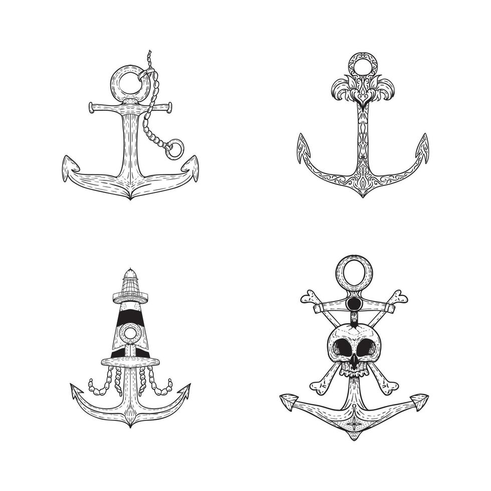 Anchors Illustrations in Art Ink Style vector