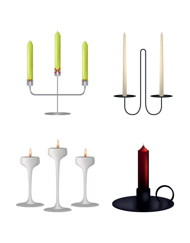 colección de velas y candelabros vector