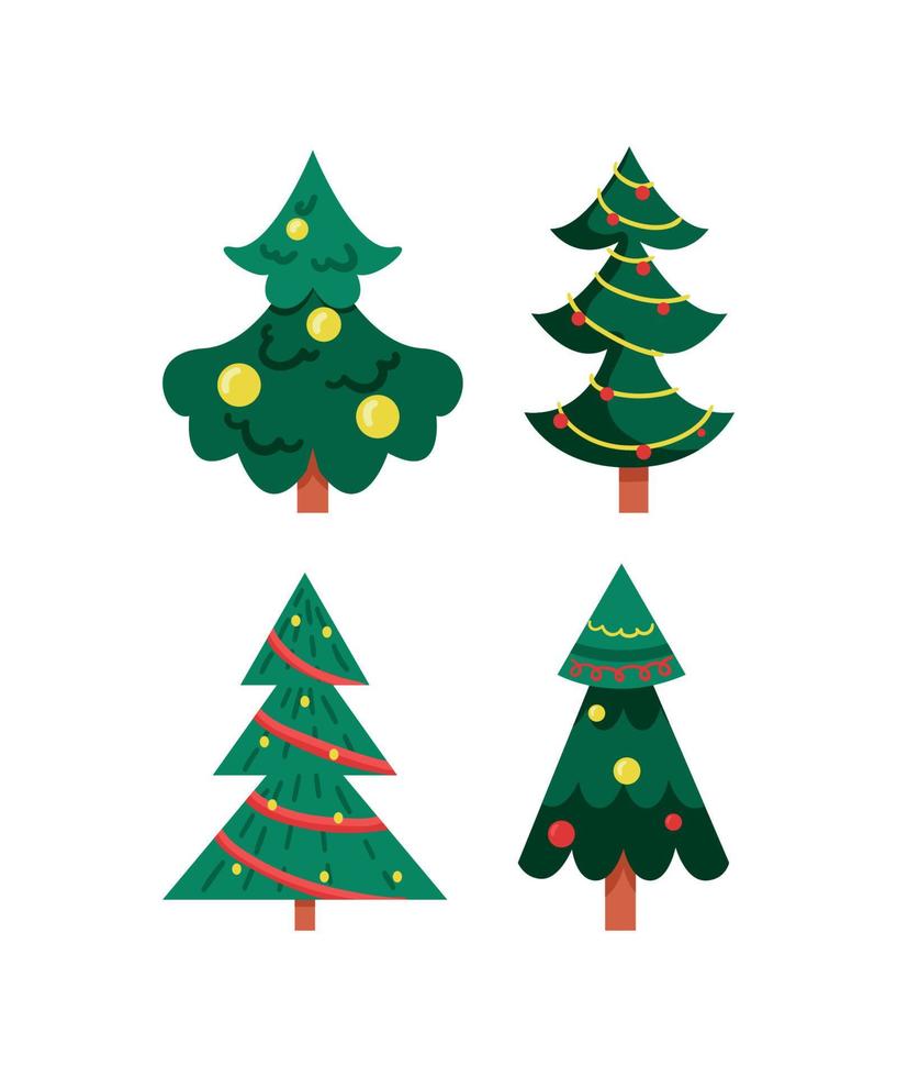 árboles de navidad geométricos en estilo plano vector