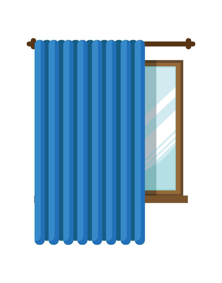 Vector illustration of window with curtain