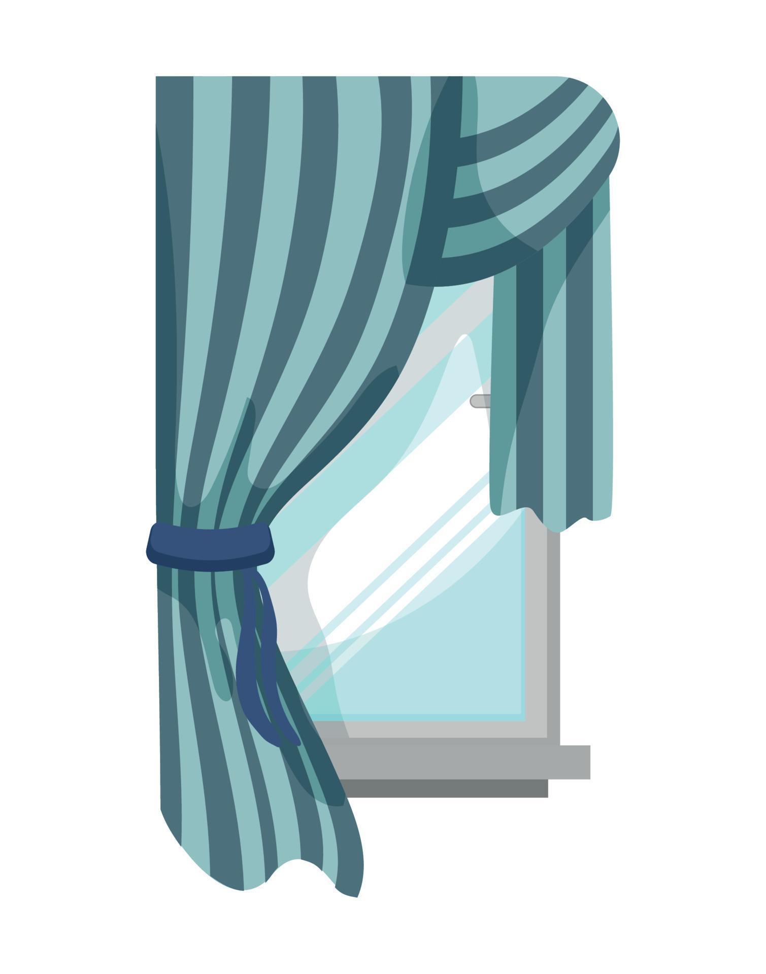 Vector illustration of window with curtain 15007345 Vector Art at Vecteezy