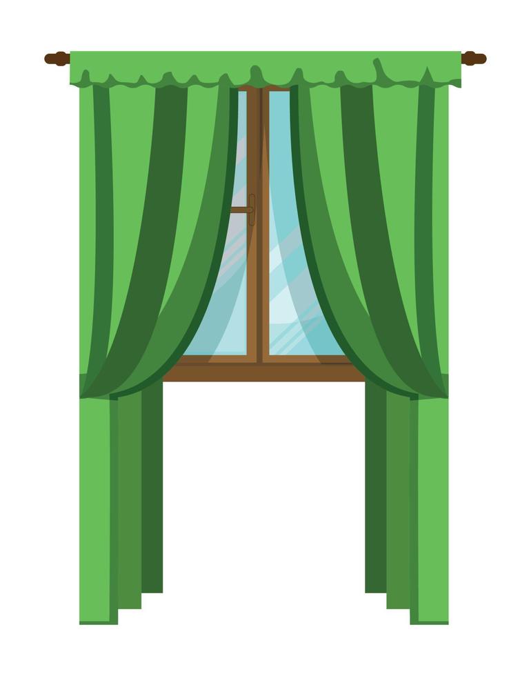 Vector illustration of window with curtain