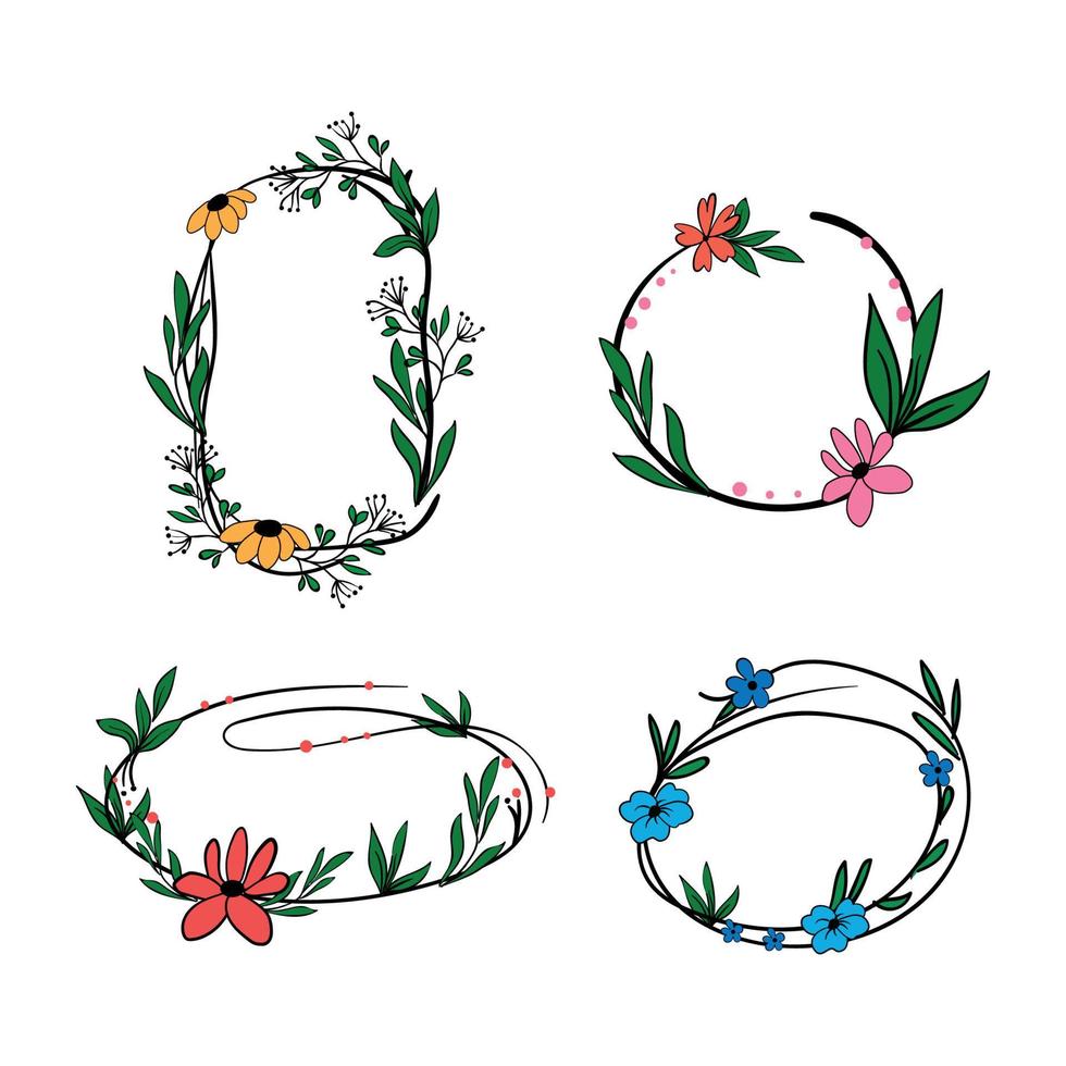 Set of Frames with Flowers vector