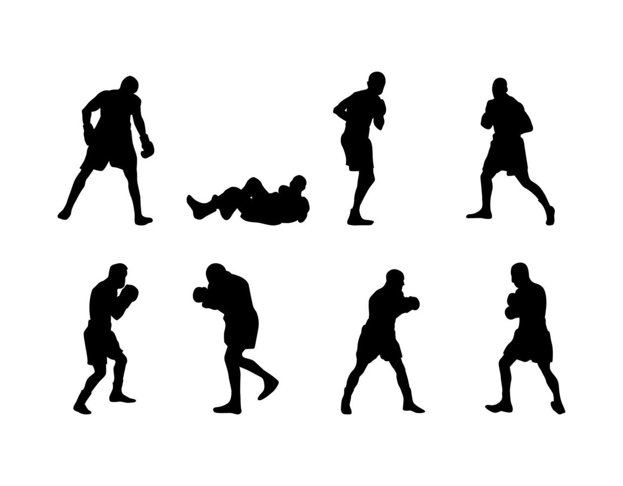 Boxers Silhouettes Set vector