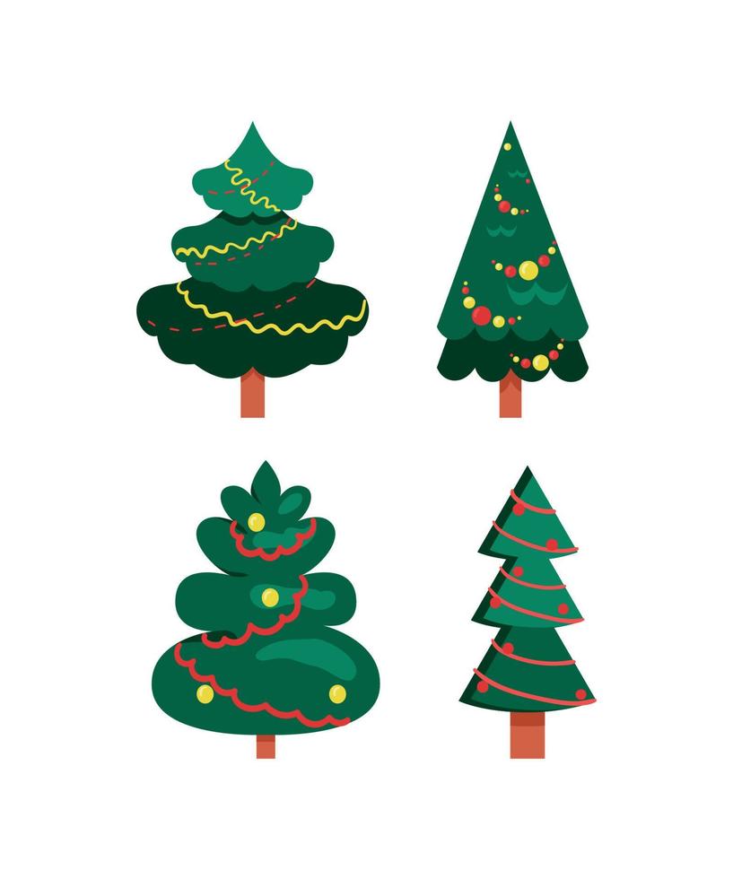 árboles de navidad geométricos en estilo plano vector